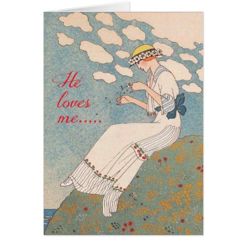 Vintage Lady with Flower by George Barbier