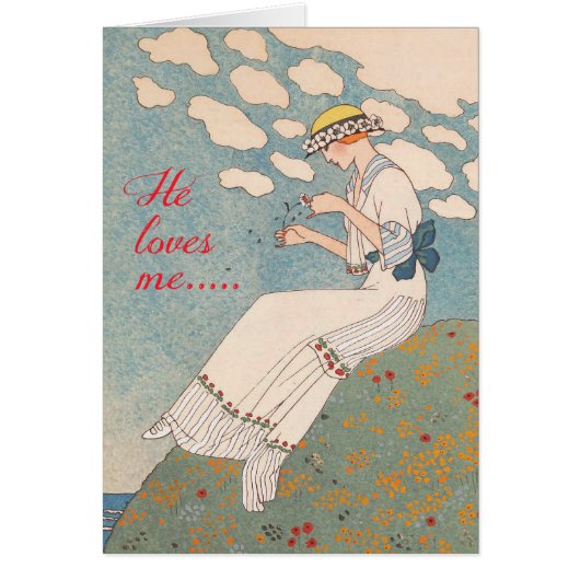 Vintage Lady with Flower by George Barbier (Front)