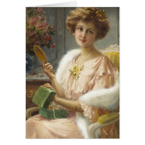 Vintage Lady with Mirror  Jewelry Box