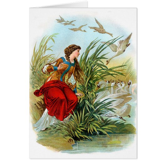 Vintage Lady With Swans Cards (Front)