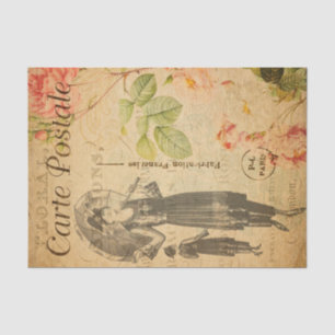 Vintage Lady Woman Fashion with Umbrella French Tissue Paper