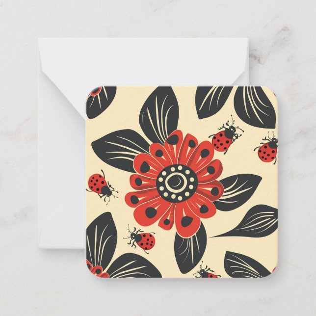 Vintage Ladybug Elegance Note Card (Front)