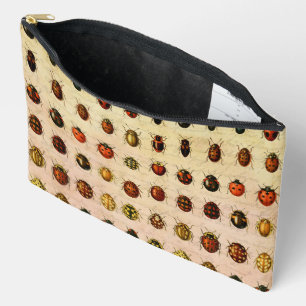 Vintage Ladybug Specimen Pattern Antique Insect Accessory Pouch