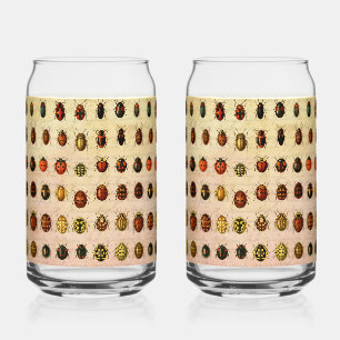 Vintage Ladybug Specimen Pattern Antique Insect Can Glass