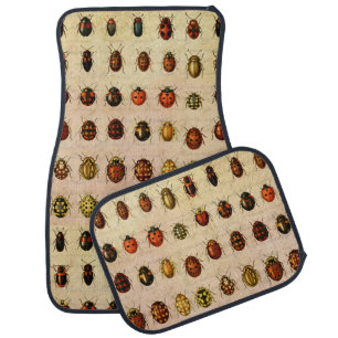 Vintage Ladybug Specimen Pattern Antique Insect Car Floor Mat