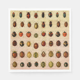 Vintage Ladybug Specimen Pattern Antique Insect Napkins