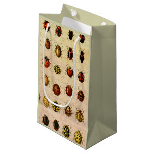 Vintage Ladybug Specimen Pattern Antique Insect Small Gift Bag