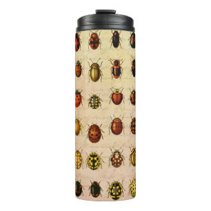 Vintage Ladybug Specimen Pattern Antique Insect Thermal Tumbler