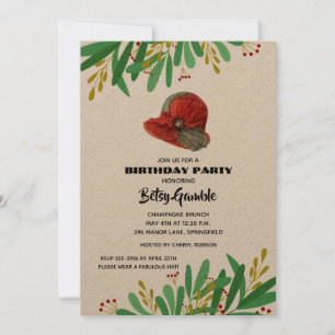 Vintage Lady's Hat Birthday Party Invitations