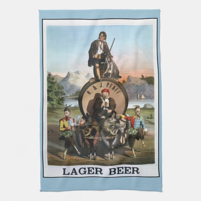 Vintage Lager Beer Bar Towel (Vertical)