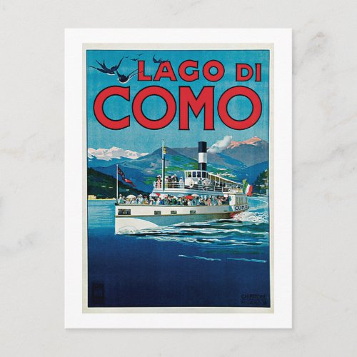 Vintage Lago di Como Travel Postcard