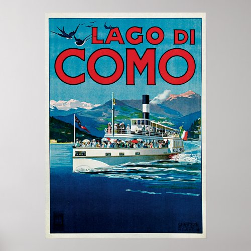 Vintage Lago di Como Travel Poster