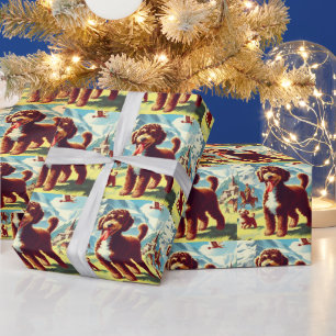 Vintage Lagotto Romagnolo Dog Painting Wrapping Paper
