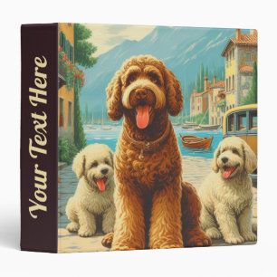 Vintage Lagotto Romagnolo Illustration 3 Ring Binder
