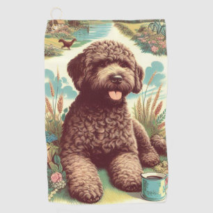 Vintage Lagotto Romagnolo Illustration Golf Towel