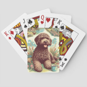 Vintage Lagotto Romagnolo Illustration Poker Cards