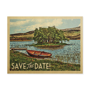 Vintage Lake Boat Save The Date Postcards Nature