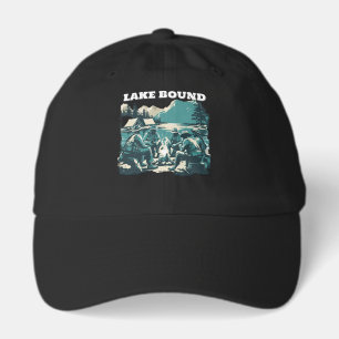 Vintage Lake Bound Camping Campfire Graphic Hat