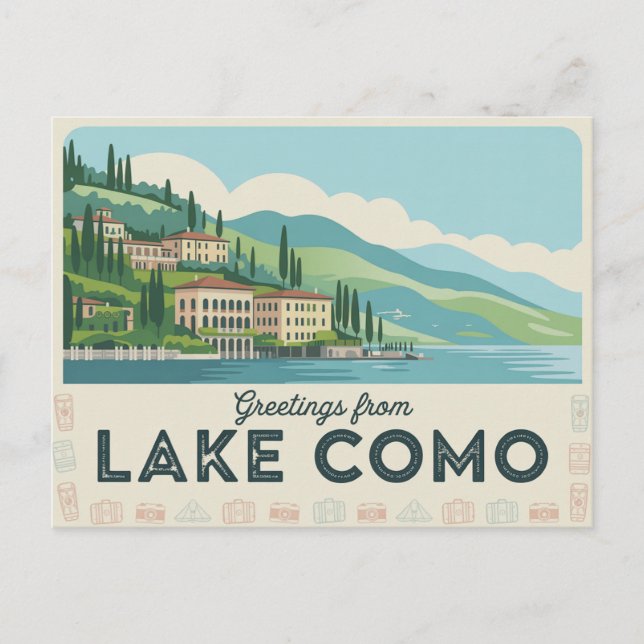 Vintage Lake Como Postcard | Greetings from (Front)