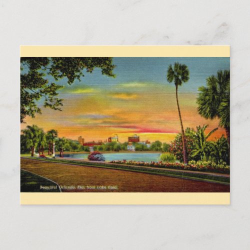 Vintage Lake Eola Orlando Florida Postcard