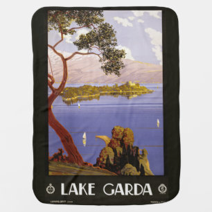 Vintage Lake Garda Italy baby blanket