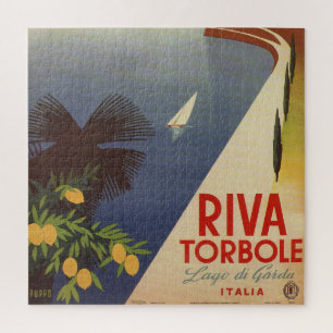 Vintage Lake Garda Riva Torbole Italy Tourism Art Jigsaw Puzzle
