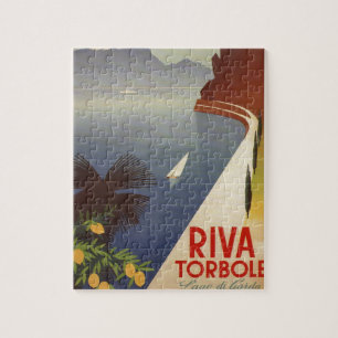 Vintage Lake Garda Riva Torbole Italy Tourism Jigsaw Puzzle