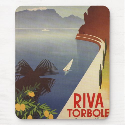Vintage Lake Garda Riva Torbole Italy Tourism Mouse Pad