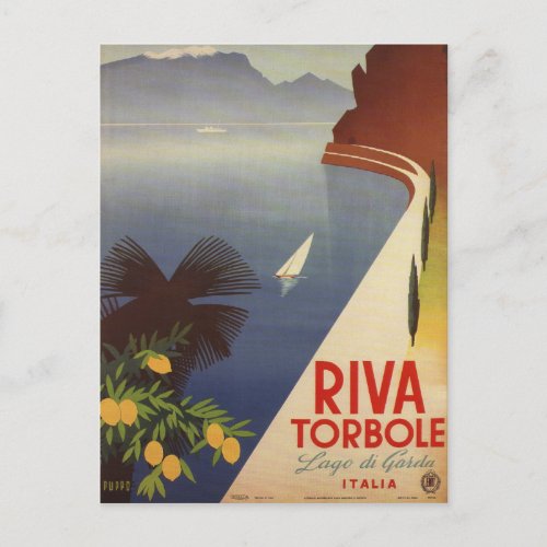 Vintage Lake Garda Riva Torbole Italy Tourism Postcard