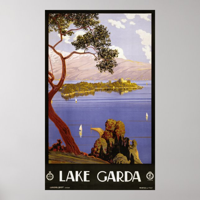 Vintage Lake Garda Travel Poster (Front)