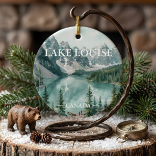 Vintage Lake Louise Canada Travel Graphic Ceramic Ornament