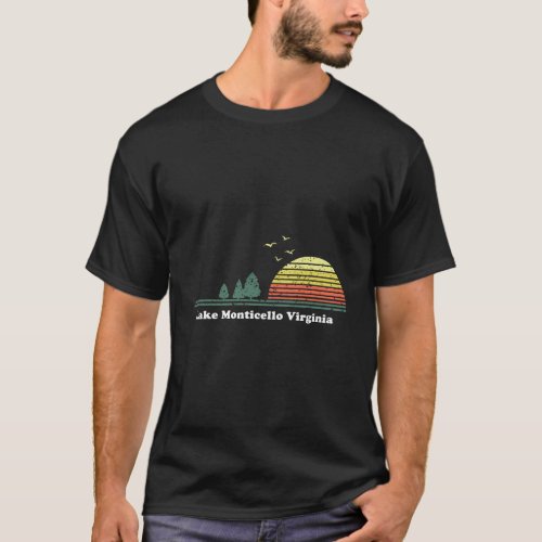 Vintage Lake Monticello Virginia Sunset Souvenir P T_Shirt