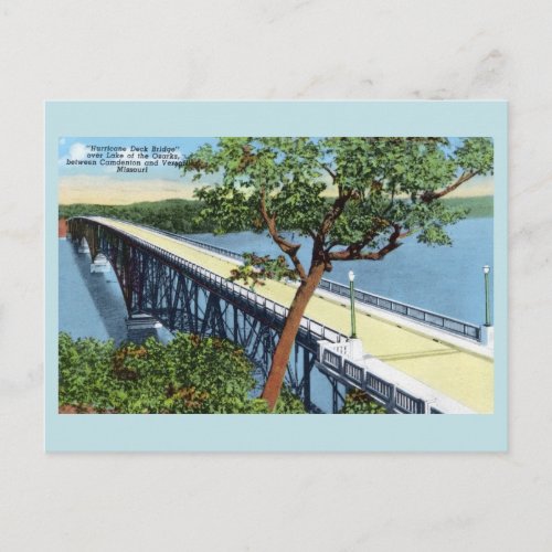 Vintage Lake of the Ozarks Hurricane Deck Bridge Postcard