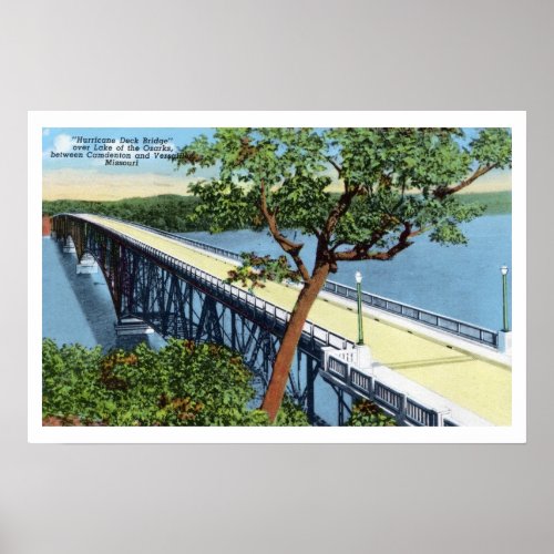 Vintage Lake of the Ozarks Hurricane Deck Bridge Poster