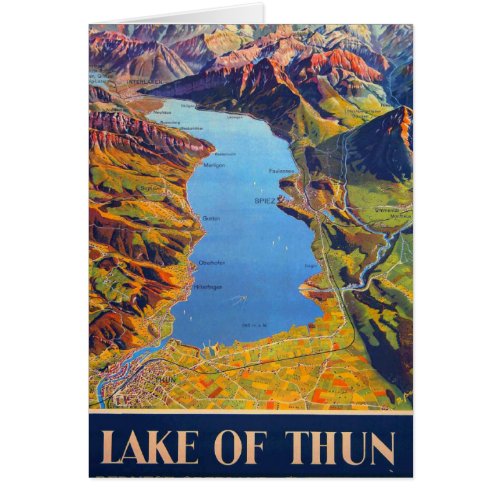 Vintage Lake of Thun Switzerland Travel