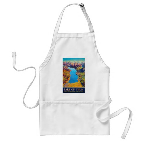 Vintage Lake of Thun Switzerland Travel Adult Apron