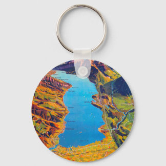 Vintage Lake of Thun Switzerland Travel Keychain