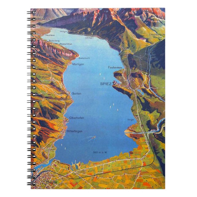 Vintage Lake of Thun Switzerland Travel Notebook (Front)