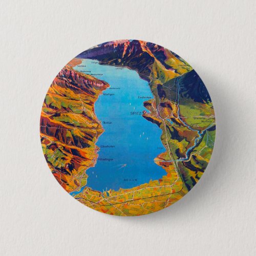 Vintage Lake of Thun Switzerland Travel Pinback Button