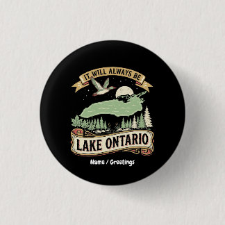Vintage Lake Ontario Retro Nature Scene Art Button