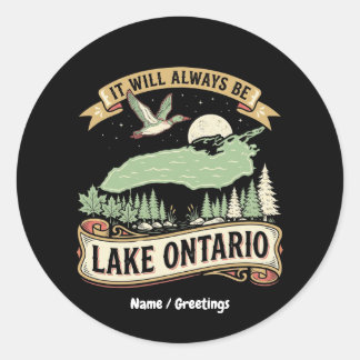 Vintage Lake Ontario Retro Nature Scene Art Classic Round Sticker
