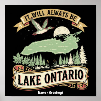 Vintage Lake Ontario Retro Nature Scene Art Poster