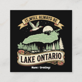 Vintage Lake Ontario Retro Nature Scene Art Square Business Card