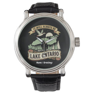 Vintage Lake Ontario Retro Nature Scene Art Watch