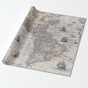 Vintage Lake Parime Map of the America Wrapping Paper