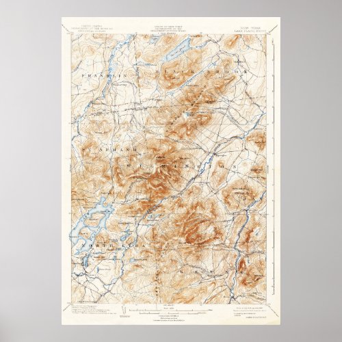 Vintage Lake Placid New York Topographical Map Poster
