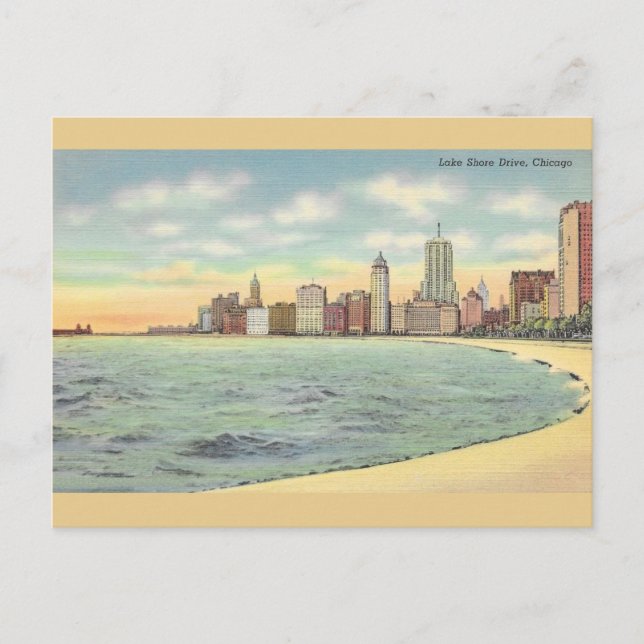 Vintage Lake Shore Drive Chicago Postcard (Front)