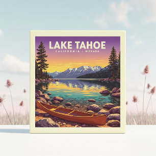 Vintage Lake Tahoe California Nevada Ceramic Tile