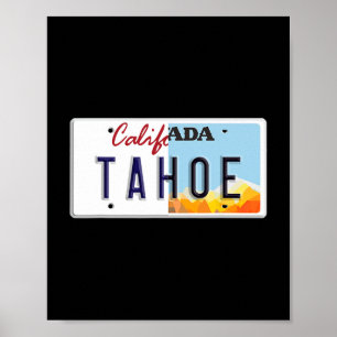 Vintage Lake Tahoe California Nevada License Plate Poster