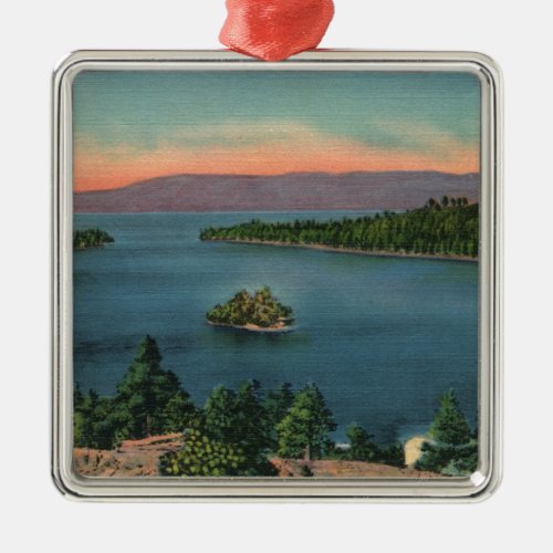 Vintage Lake Tahoe Emerald Bay Metal Ornament